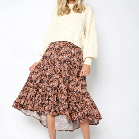 Plum Botanical Midi Skirt - Picture 4 of 5